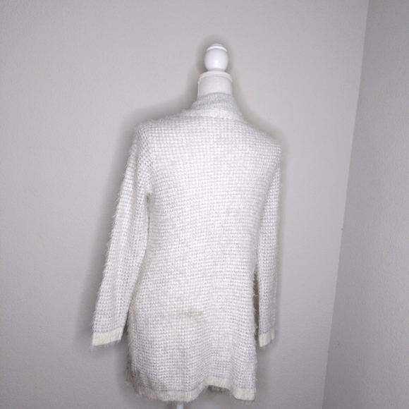 XOXO Ivory Fuzzy Cardigan Sweater Women’s | Open Front Cozy Layering Top - Picture 3 of 10